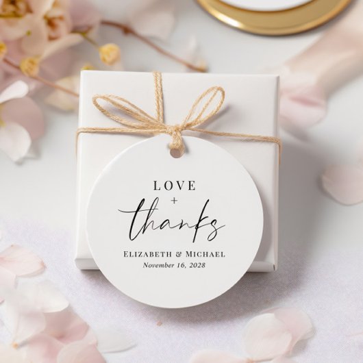 Bruiloftsreceptie met Liefde en Dank Bedankjes Labels