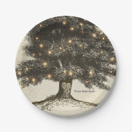 Bruiloftsreceptie met Oude Landelijke Boom & Licht Papieren Bordje