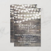 Bruiloftsreceptie met rustieke houten en slingerli informatiekaartje (Voorkant / Achterkant)