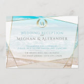 Bruiloftsreceptie | Modern Monogram Strand Informatiekaartje (Voorkant)