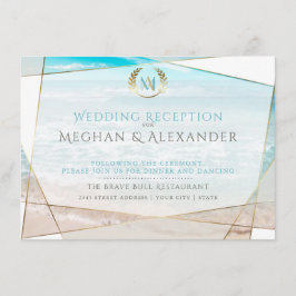Bruiloftsreceptie | Modern Monogram Strand Informatiekaartje