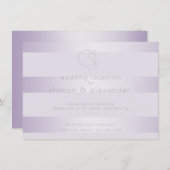 Bruiloftsreceptie | Monogram met Lilac glinsterend Informatiekaartje (Voorkant / Achterkant)