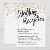 Bruiloftsreceptie, nepgoud glinsterconfetti kaart (Voorkant / Achterkant)