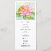 Bruiloftsreceptie Roze Waterlelie & Boomkikker Men Menu (Voorkant)