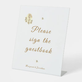 Bruiloftsreceptie Sepia Maagd Maria Reclamebord Met Voetstuk