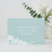 Bruiloftsreceptiekaart met jute en kant kaart (Staand voorkant)