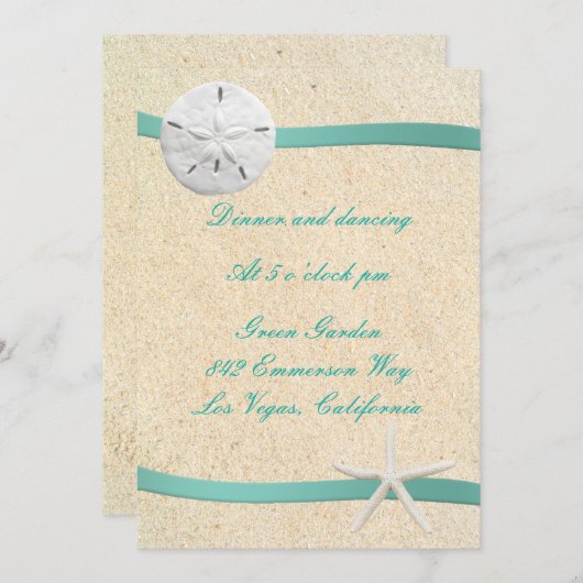 Bruiloftsreceptiekaart Strand Dollarbiljet Kaart (Voorkant / Achterkant)