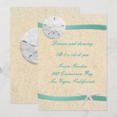 Bruiloftsreceptiekaart Strand Sand Dollar Kaart (Voorkant / Achterkant)