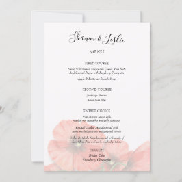 Bruiloftsreceptiemenu met klaproos kaart