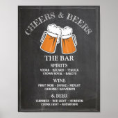 Bruiloftsreceptieposter met 'Cheers Beers Bar'-bor Poster (Voorkant)