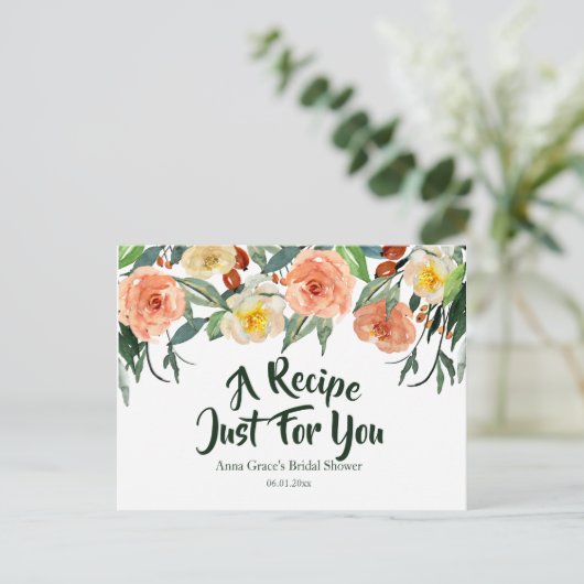 Bruiloftsreceptkaart voor herfstbloemen uitnodiging briefkaart (Staand voorkant)