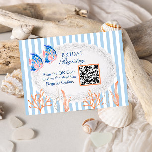 Bruiloftsregister met QR-code in strandthema Informatiekaartje