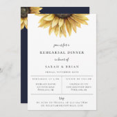 Bruiloftsrepetitie diner met rustieke zonnebloem aankondiging (Voorkant / Achterkant)