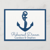 Bruiloftsrepetitie diner Navy Blue Anker Trouwen Uitnodiging Briefkaart (Voorkant)
