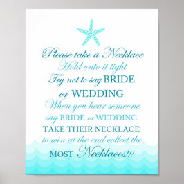 Bruiloftssalon bord met strandthema 8x10" poster