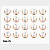 Bruiloftssalon 'Eerlijk Gezegd' Bloemmotief Ronde Sticker (Vel)