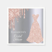 Bruiloftssalon zilver roze goud glinsterende drupp servet (Voorkant)