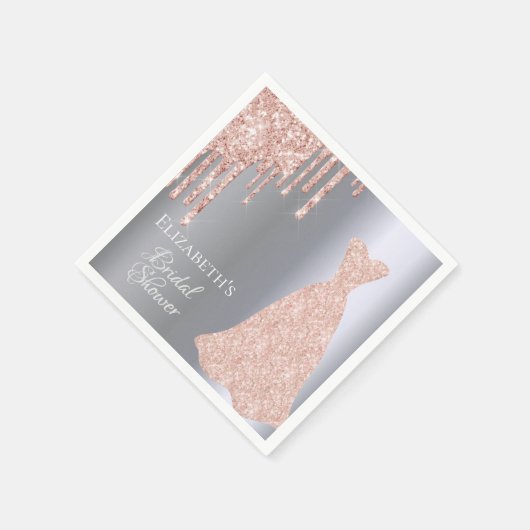 Bruiloftssalon zilver roze goud glinsterende drupp servet (Hoek)