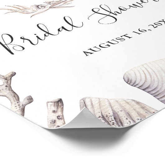 Bruiloftsschild Strand Zeeschelp en Koraal Poster (Hoek)