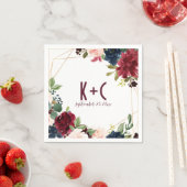 bruiloftsservetten | Bourgondië en marine bloemen  Servet (Insitu)