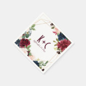 bruiloftsservetten | Bourgondië en marine bloemen  Servet (Hoek)