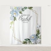 Bruiloftsshower Achtergrond Foto Prop Stof Blauw Wandkleed (Voorkant)