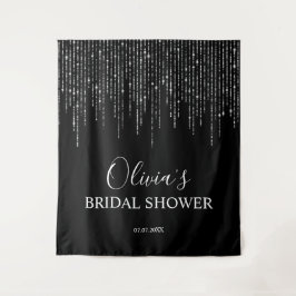 Bruiloftsshower Achtergrond - Nacht & Slingerlicht Wandkleed