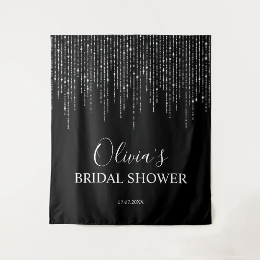 Bruiloftsshower Achtergrond - Nacht & Slingerlicht Wandkleed (Voorkant)