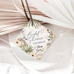 Bruiloftsshower bedankje modern pampasgras blad bedankjes labels