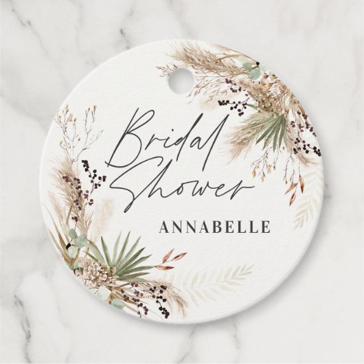 Bruiloftsshower bedankje modern pampasgras blad bedankjes labels (Voorkant)