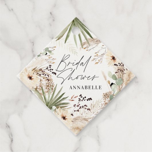 Bruiloftsshower bedankjes moderne pampagras bladgr bedankjes labels (Voorkant)