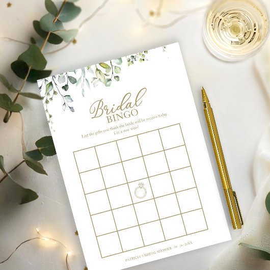 Bruiloftsshower Bingo Spel met Groene Decoratie Kaart