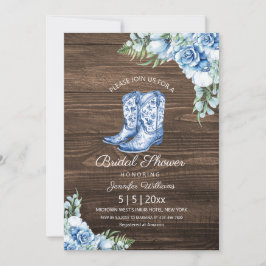 bruiloftsshower blauwe cowgirl laarzen bloemrijk r kaart