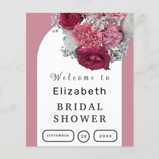 Bruiloftsshower Boho Bloemenboog Elegante Poster Flyer (Voorkant)