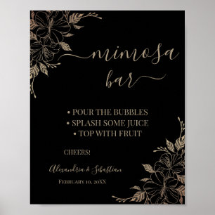 Bruiloftsshower Bord Mimosa Bar met Bloemmotief Poster