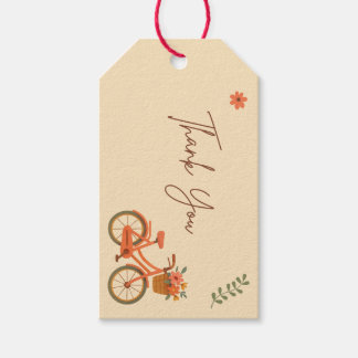 Bruiloftsshower Cadeautag, Perzik Bloemige Fiets Cadeaulabel