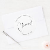 Bruiloftsshower Cheers in modern lettertype Ronde Sticker (Envelop)