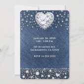 Bruiloftsshower Denim & Bling Diamanten Hart Kaart (Achterkant)