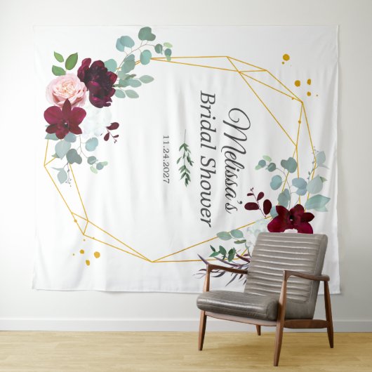 Bruiloftsshower Eucalyptus Fotocabine Achtergrond Wandkleed (In Situ (horizontaal))