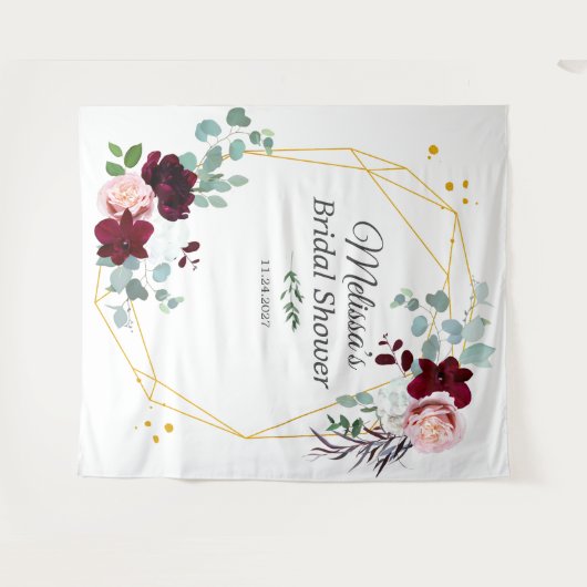 Bruiloftsshower Eucalyptus Fotocabine Achtergrond Wandkleed (Voorkant (horizontaal))