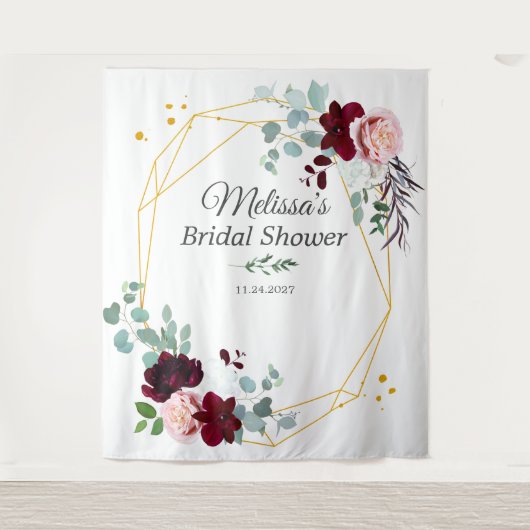 Bruiloftsshower Eucalyptus Fotocabine Achtergrond Wandkleed (Voorkant)