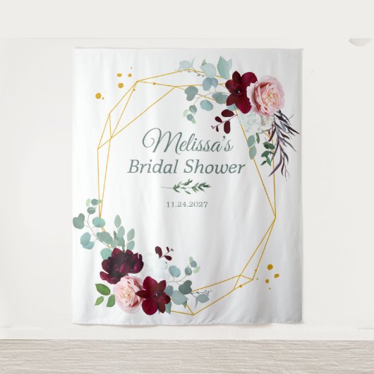 Bruiloftsshower Eucalyptus Fotohokje Achtergrond Wandkleed (Voorkant)