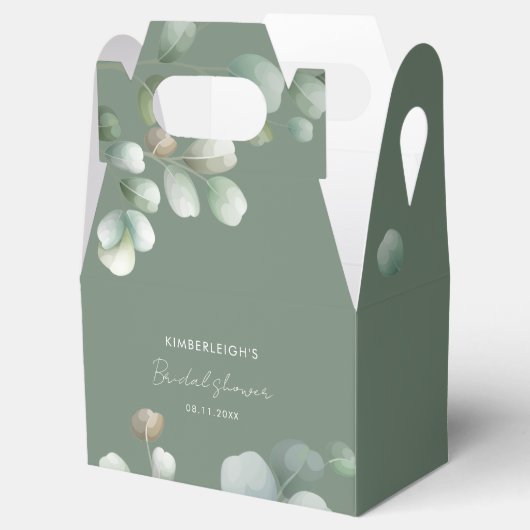 Bruiloftsshower Eucalyptus Script Bedankdoosjes (Geopend)