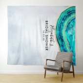 Bruiloftsshower Foto Achtergrond Teal Goud Agate G Wandkleed (In Situ (horizontaal))