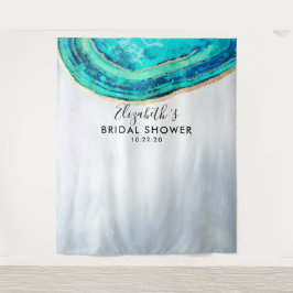 Bruiloftsshower Foto Achtergrond Teal Goud Agate G Wandkleed
