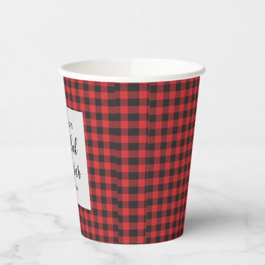 Bruiloftsshower geruit zwart rood Buffalo houthakk Papieren Bekers (Links)