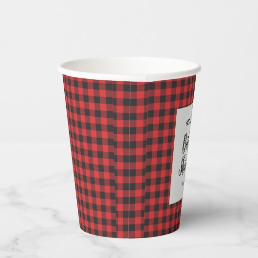 Bruiloftsshower geruit zwart rood Buffalo houthakk Papieren Bekers (Rechts)