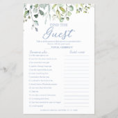 Bruiloftsshower groen Flyer Vind de gast spel (Voorkant)
