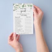 Bruiloftsshower groen zoeken naar de gast spel flyer (Hand)