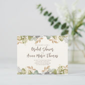 Bruiloftsshower Herfstbladeren Trouwjurk Elegant Briefkaart (Staand voorkant)